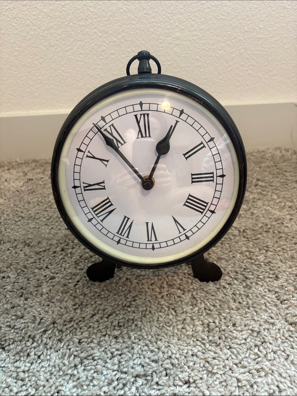 Classic Black Table Clock with Roman Numerals